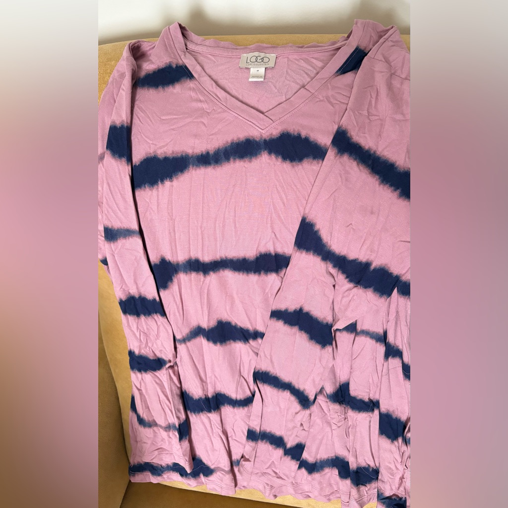 Chic Long Sleeve Pink And Navy Top